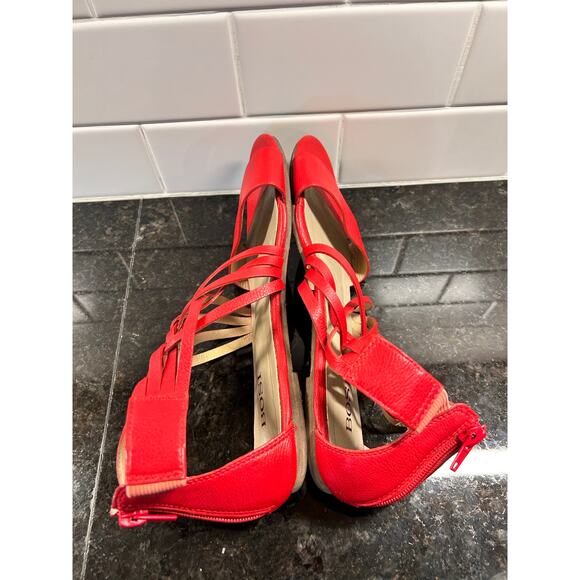 S-Eden-D Women's Genuine Leather Braided Strappy Sandals Summer Red Size 37 - Picture 6 of 9